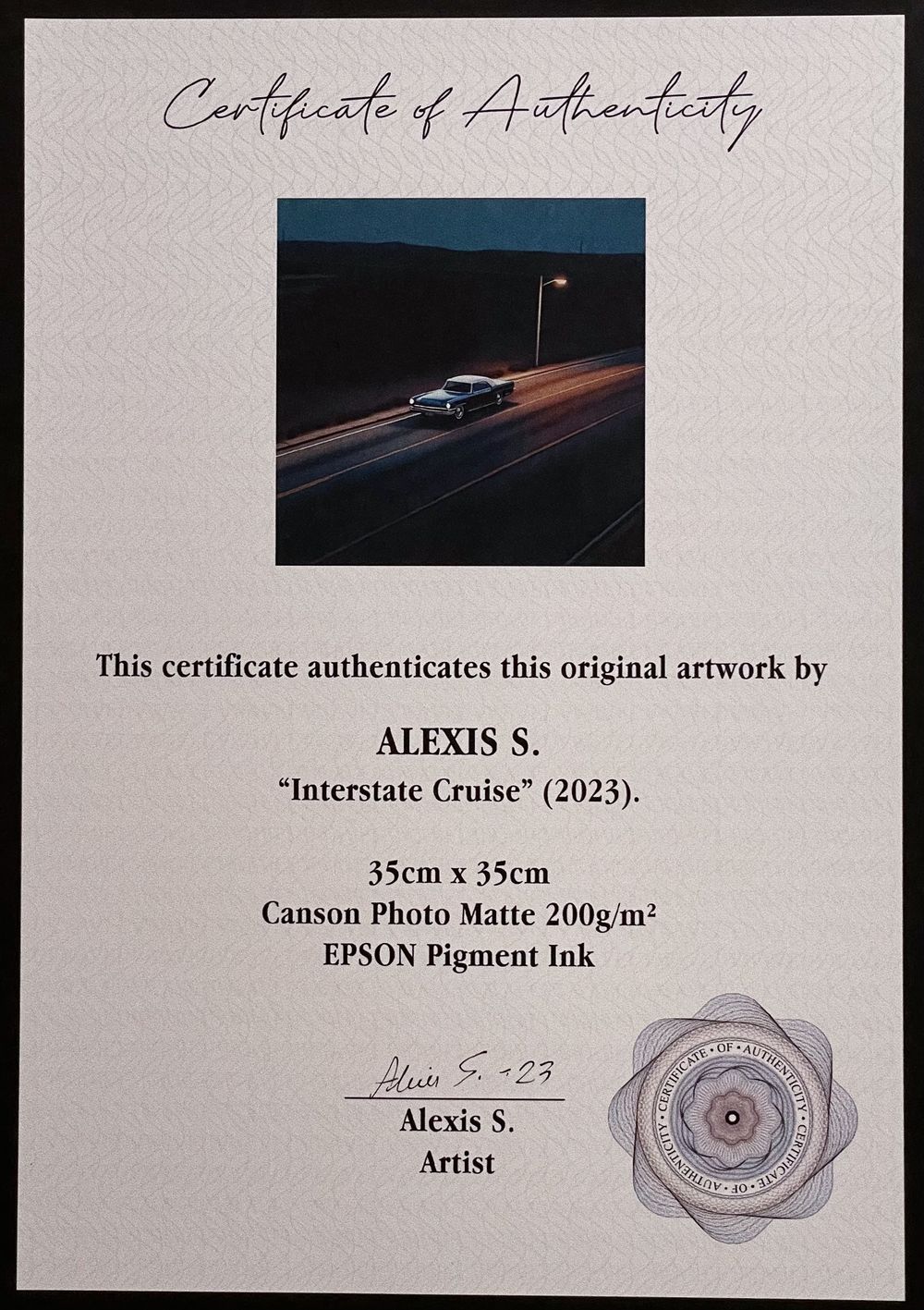 Physical Print - “Interstate Cruise” 1/1