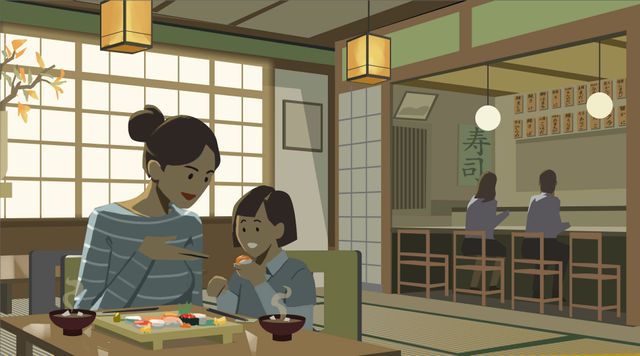 お寿司屋さんで (At a sushi restaurant)