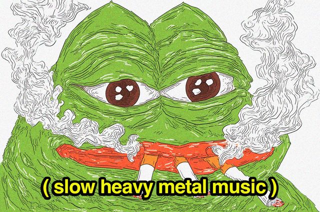 ( slow heavy metal music )