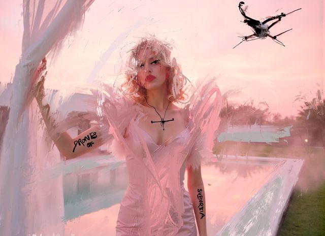 PINK FEATHERS AND DRONE