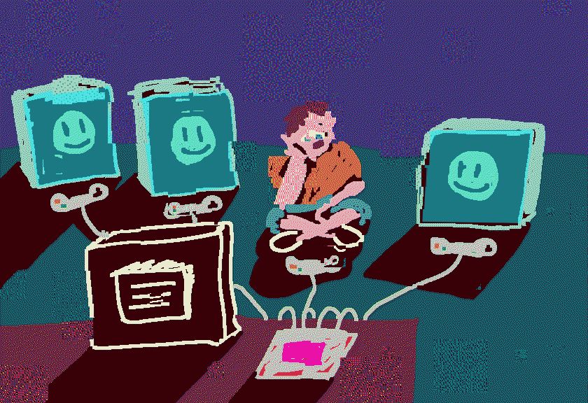 Playing video games with my friends