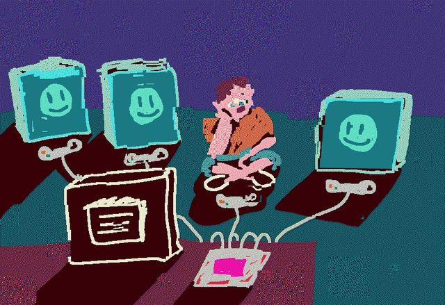 Playing video games with my friends