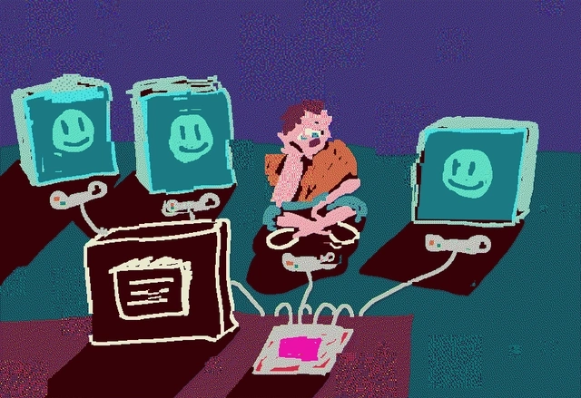 Playing video games with my friends